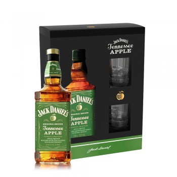 Jack Daniels Apple Geschenkbox mit zwei Gläser