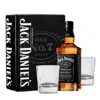 Jack Daniel's in Metallbox mit 2 Whiskygläser