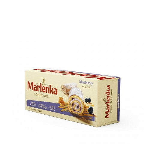 MARLENKA Honig-Roulade mit Heidelbeeren