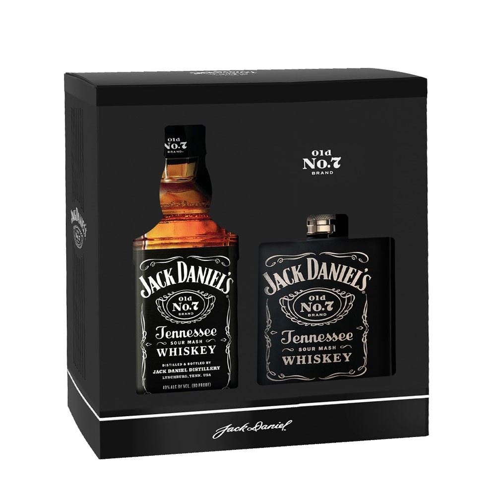 Jack Daniel S Tennessee Old No 7 Geschenkset Mit Flachmann Hip Flask Whisky Online Kaufen Hopfenkurier Com