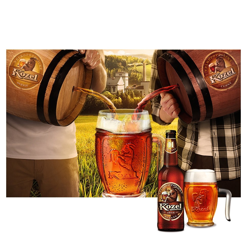 Kozel 11° rezany 0,5 Liter Dunkel und Helles Bier gemischt ...