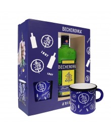 Becherovka Geschenkset mit Camping Becher