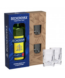 Becherovka Original Geschenkset - 700ml Flasche inkl. 2 Gläser